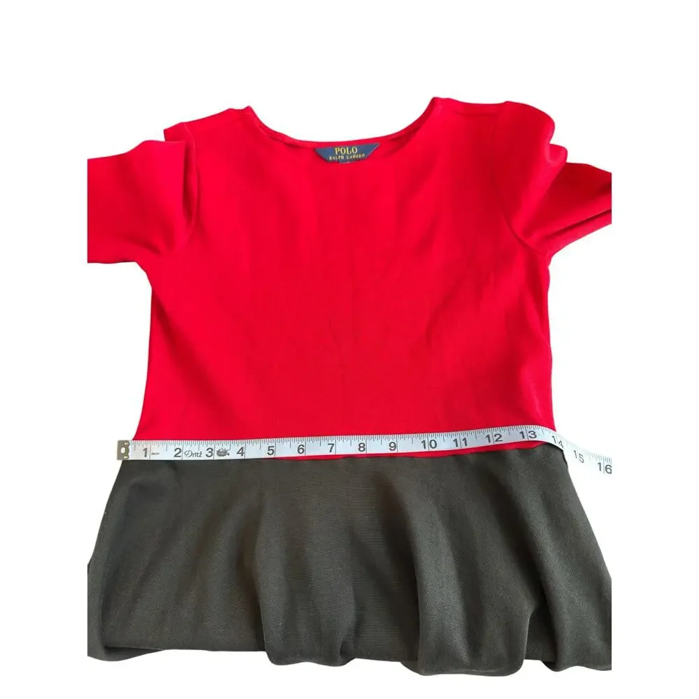 Polo Ralph Lauren Girl's Dress Black Red Holiday‎ Christmas Long Sleeve Large